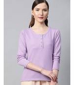 Purple Henley Full Sleeve T-shirt