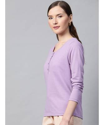 Purple Henley Full Sleeve T-shirt 2