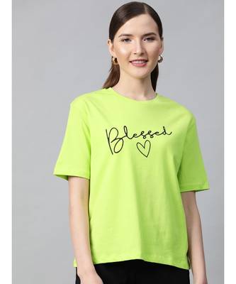 Neon Green Blessed-Print T-shirt 1