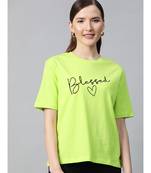 Neon Green Blessed-Print T-shirt