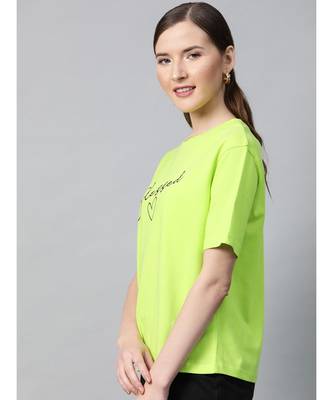 Neon Green Blessed-Print T-shirt 2