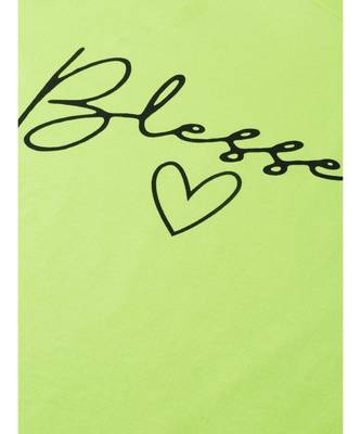 Neon Green Blessed-Print T-shirt 5