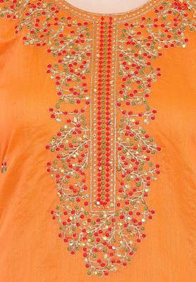 Salwar Studio Women's Orange & Pink Embroidered Unstitch Dress Material with Dupatta 4