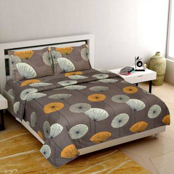 Ridan Cotton Blend Multicoloured Printed Double Bed Sheet With Pillow Cover 1