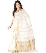 cream woven cotton saree with blouse