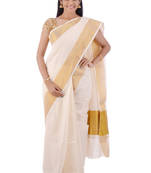 cream woven cotton saree with blouse