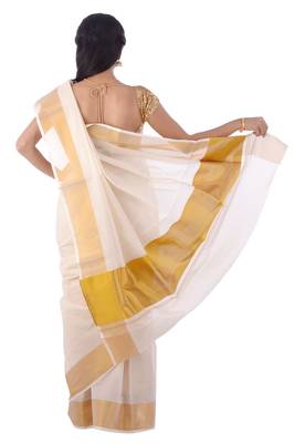 cream woven cotton saree with blouse 2