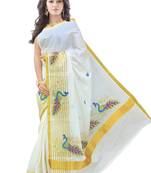 cream woven cotton saree with blouse