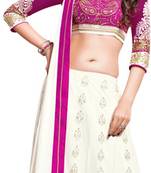 White Embroidered Net unstitched lehenga-choli