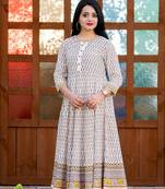 Addiction White Base Arztec Print Anarkali