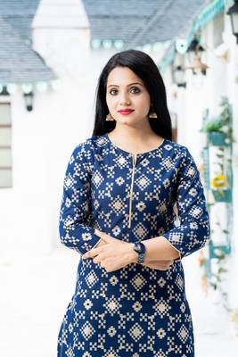 Addiction Navy Gold Printed Cotton Straight Kurta And Pant 3