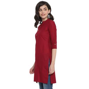  Maroon plain cotton short-kurtis 3