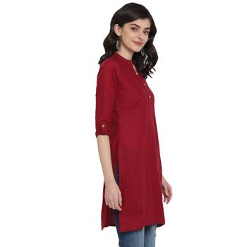  Maroon plain cotton short-kurtis 4