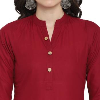  Maroon plain cotton short-kurtis 5
