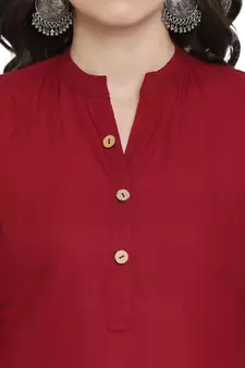  Maroon plain cotton short-kurtis