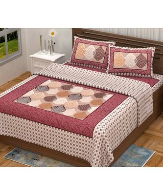 Pink City Fabrics Unique Design Pure Cotton Printed Double Bed Sized Bedsheet With 2 Pillow Cover (90x100 Inch) 1