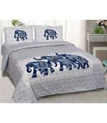 Pink City Fabrics Unique Design Pure Cotton Printed Double Bed Sized Bedsheet With 2 Pillow Cover (90x100 Inch)