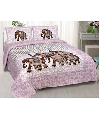 Pink City Fabrics Unique Design Pure Cotton Printed Double Bed Sized Bedsheet With 2 Pillow Cover (90x100 Inch) 1