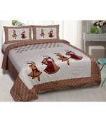 Pink City Fabrics Unique Design Pure Cotton Printed Double Bed Sized Bedsheet With 2 Pillow Cover (90x100 Inch)