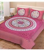 Pink City Fabrics Unique Design Pure Cotton Printed Double Bed Sized Bedsheet With 2 Pillow Cover (90x100 Inch)