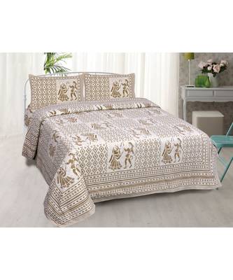 Pink City Fabrics Unique Design Pure Cotton YELLOW Color King Size Bedsheet With 2 Pillow Cover (90x105 Inch) 1