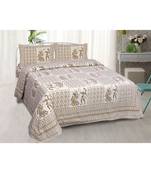 Pink City Fabrics Unique Design Pure Cotton YELLOW Color King Size Bedsheet With 2 Pillow Cover (90x105 Inch)