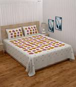 Pink City Fabrics Unique Design Pure Cotton ORANGE Color King Size Bedsheet With 2 Pillow Cover (90x105 Inch)