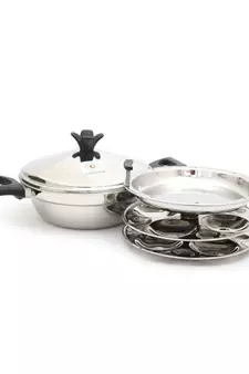 Coconut Stainless Steel Dakshin MultiKadai Idly Steamer / 8 Idly - Diamater - 9.5 Inches