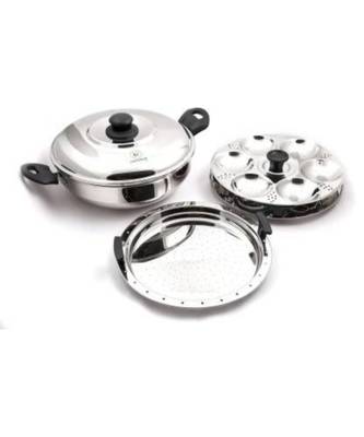 coconut Stainless Steel Idly Steamer with Thick Sandwich Bottom Base 1