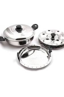 coconut Stainless Steel Idly Steamer with Thick Sandwich Bottom Base