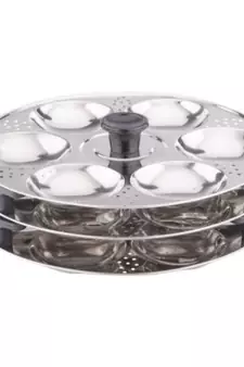 Coconut Stainless Steel Pot with Steamer Plate & Idly Maker, 6-Piece, Silver