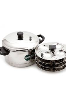 Coconut Stainless Steel Idly Cooker, 4-Piece, Silver