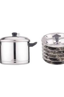 Coconut Stainless Steel Idly Cooker, 6-Piece, Silver