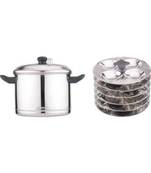Coconut Stainless Steel Idly Cooker, 6-Piece, Silver