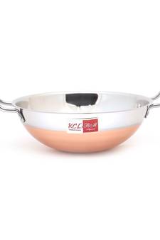 KCL Stainless Steel Copper Bottom Kadai Without Lid Cookware -1 Unit - Capacity - 1000ML,Diameter - 23 cm