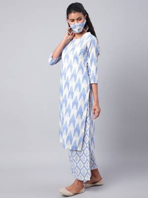 Blue printed cotton kurtas-and-kurtis 3