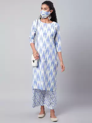 Blue printed cotton kurtas-and-kurtis 5