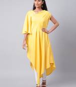 Yellow plain cotton ethnic-kurtis