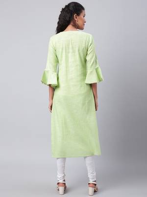Green plain cotton ethnic-kurtis 2