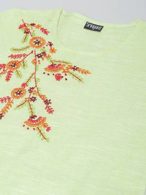 Green plain cotton ethnic-kurtis 4