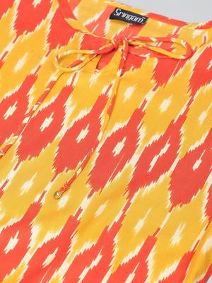 Yellow printed viscose ethnic-kurtis 4