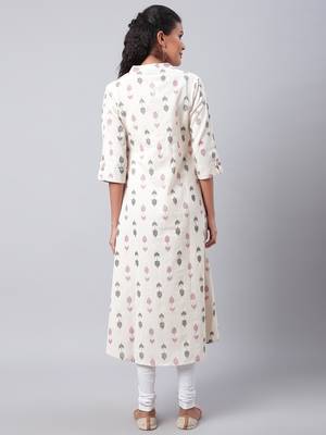 Cream printed cotton ethnic-kurtis 4