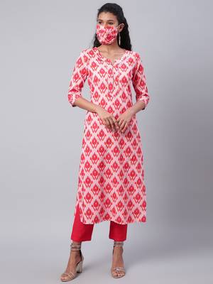 Pink printed viscose ethnic-kurtis 1