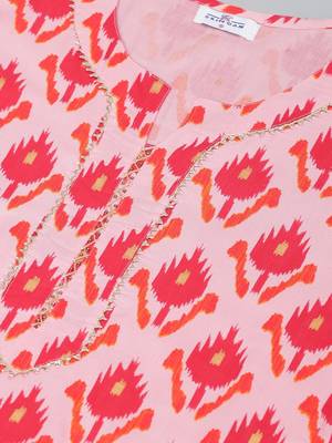 Pink printed viscose ethnic-kurtis 4