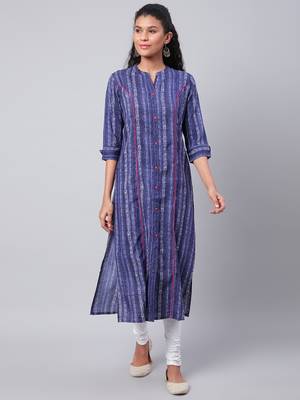 Blue printed cotton ethnic-kurtis 1