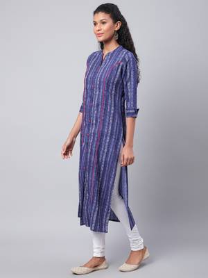 Blue printed cotton ethnic-kurtis 3