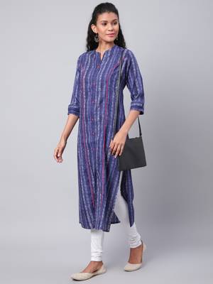 Blue printed cotton ethnic-kurtis 4