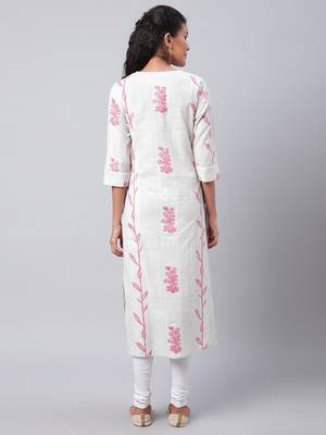 White printed cotton ethnic-kurtis 2