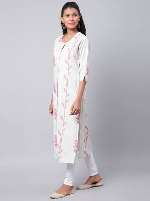 White printed cotton ethnic-kurtis 3