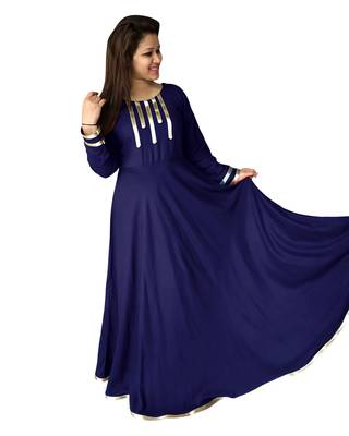 Navy-blue plain rayon kurtas-and-kurtis 1